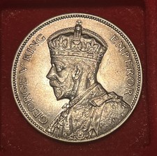 Moneda de media corona de plata de Nueva Zelanda 1933 Jorge V - Stunner