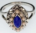 Vintage 925 Sterling Silver Scroll Ring Size 10 Light Blue Stone