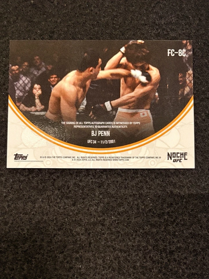 2024 Topps UFC Noche BJ Penn Full Circle Auto Orange SSP 2/5 - Image 2 of 2