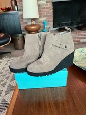 Avant-Garde EILEEN FISHER Suede Wedge Ankle Boots 8 Quiet Luxury-Lagenlook