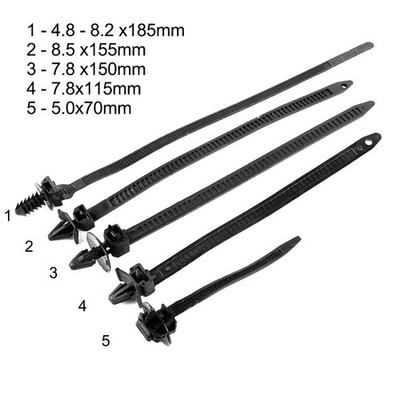 Push Mount geflügelte Kabelbinder Auto Chassis Zip Tie Befestigung 5 Abmessungen heißer Verkauf