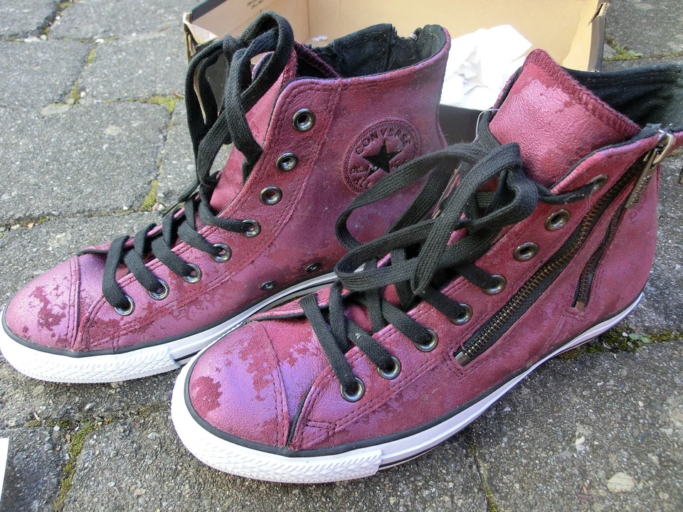 Converse All Star CT Dual Zip HI taglia 41,5 UK 8 deep bordeaux sneaker in pelle donna - Immagine 4 di 4