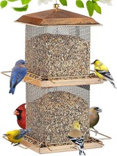 Large Bird Feeder, Double Tier Metal Bird Feeders for Outdoors, Square Tower ...