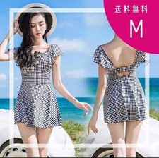 Gingham check one-piece swimsuit M