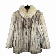 Luxury Norwegian Blue Fox Fur Coat Genuine Arctic Fur, Women s 40 Vintage Glam