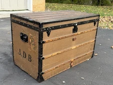 Louis Vuitton Large Steamer Trunk Antique 1800s Luggage Travel Chest