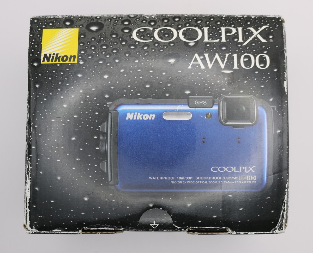 Nikon COOLPIX AW100 Blue 16MP Waterproof Shockproof GPS Digital