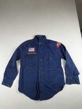 BSA Boy Scouts of America Vintage 1950-60s SANFORIZED Blue Shirt Youth Wisconsin