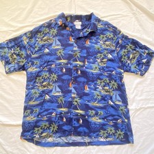 Disney Parks Shirt Adult XL Mickey Mouse Pluto Surfing Tiki Hawaiian Aloha Mens
