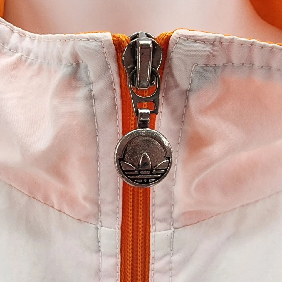 复古阿迪达斯男式 XL 轨道套装风衣尼龙橙色白色黑色 90 年代 — 第 4/4 张图片