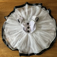 Revolution Dancewear Costume White Shimmer Black Trim Velvet Bodice Size SC