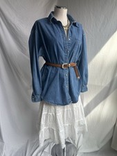 Vintage 50s Hoops My Dear White Eyelet Lace Cotton Petticoat, Tiered, Sz S