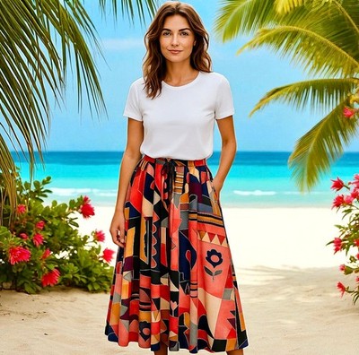 Krizia SILK MultiColor Maxi Long Skirt OPEN FRONT Vintage 70's