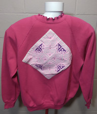Vintage Tultex Sweats Appeal Sweater Large Pink Quilted USA Ruffled Raglan