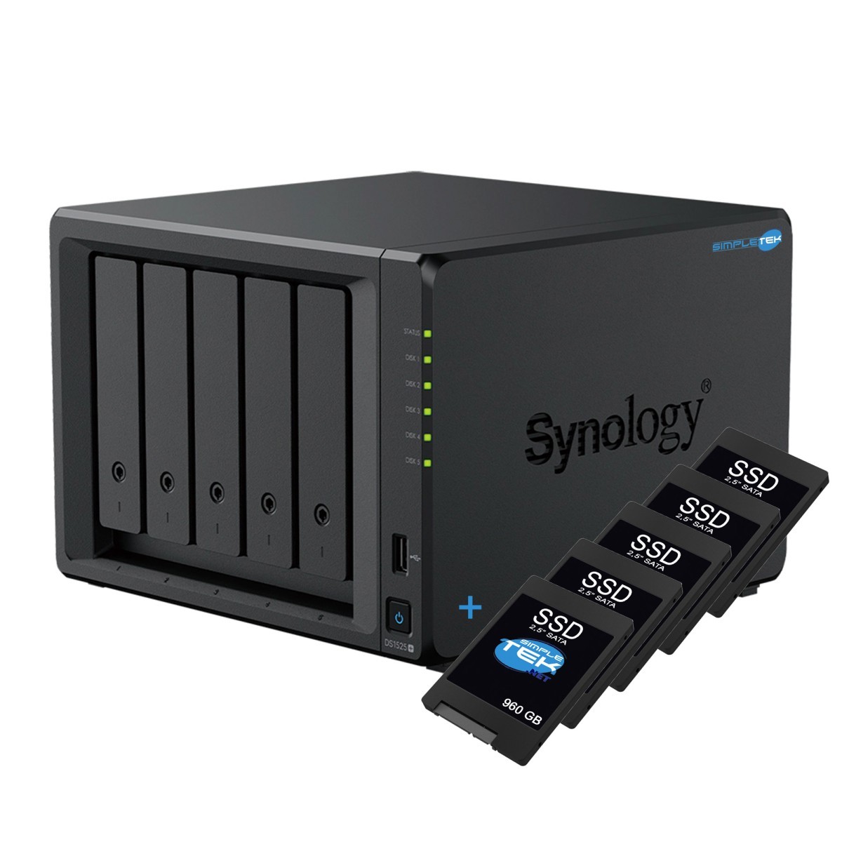 Synology DiskStation DS1525+ NAS 5 Baies SSD 5x 960GB Ryzen R1600 8Go ECC