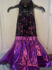 Purple Sequin Dance Dress with Halter Neck and Flared Skirt Weissman