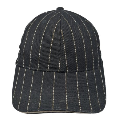 Lanza Strapback Hat Black One Size Adjustable Pinstripe Blank Outdoor