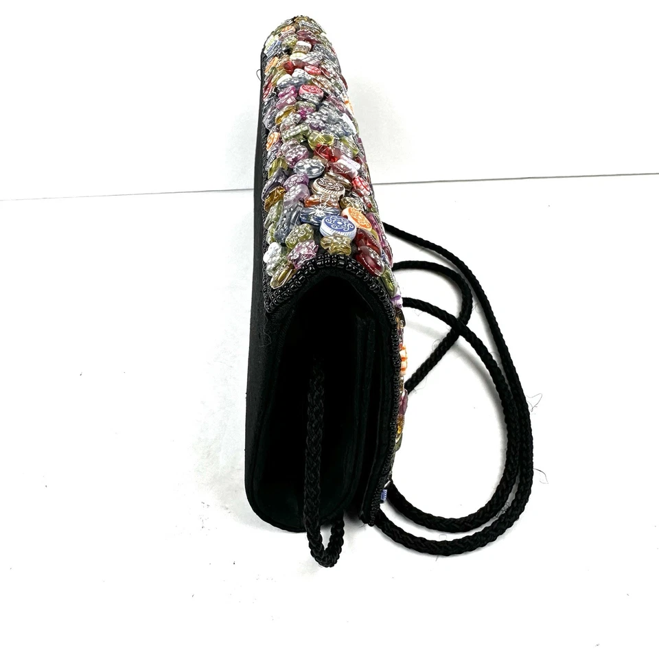 Sasha Beaded Crossbody Bag Black Hard Shell Handbag Purse - Image 3 of 4