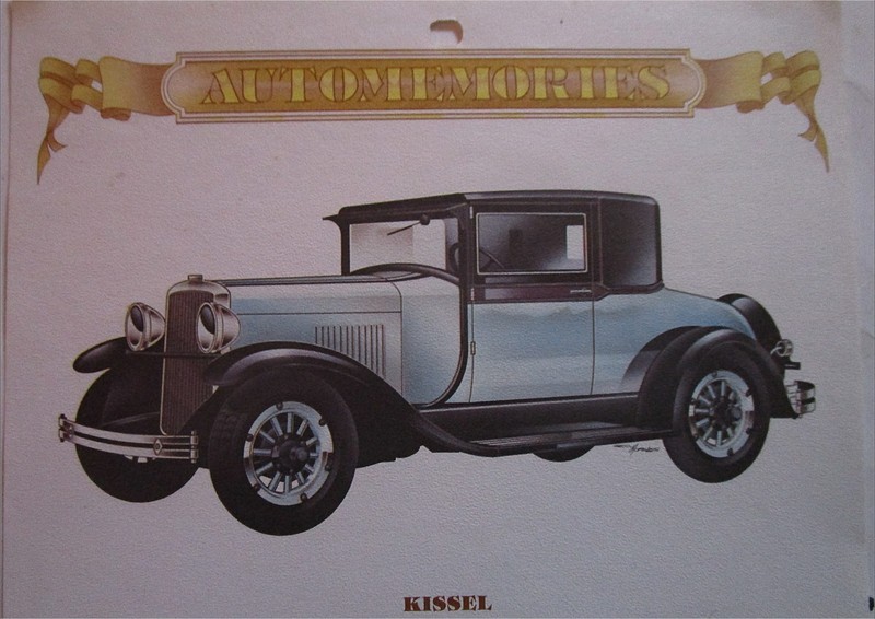 1928 Kissel Coupe car calendar print (red & black & blue)