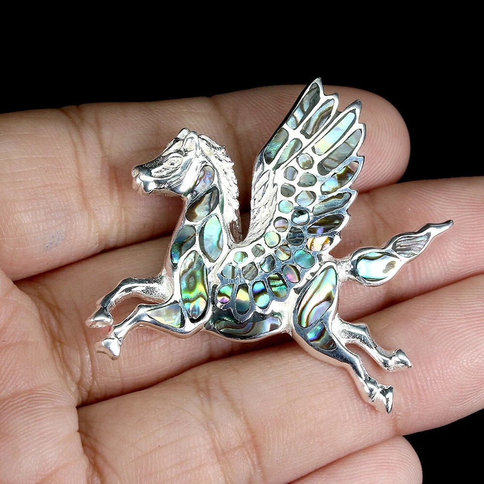 925 Silver Pendant with Mother Pearl and Pegasus Gem - image 2 of 4