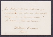 Wilhelm Oncken historian autograph manuscript Schiller quote 1903