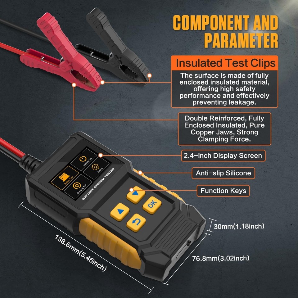 Load Test Sign Car Battery Tester 12V 24V CCA Load and Alternator Testing For Vehicles ...