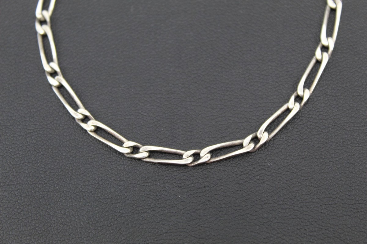 Bracelet Vintage En Argent Massif à Mailles Figaro - Années 1970-1990, Occasion, Pureté 850/1000