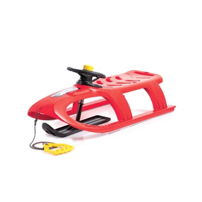 Hoher Schlitten mit per Lenkrad steuerbarem Paddel, mit Stahlgleitern und Seil, 