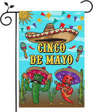 Cinco De Mayo Garden Flag Sombrero Cactus Mexican Let'S Fiesta Holiday Party Dec