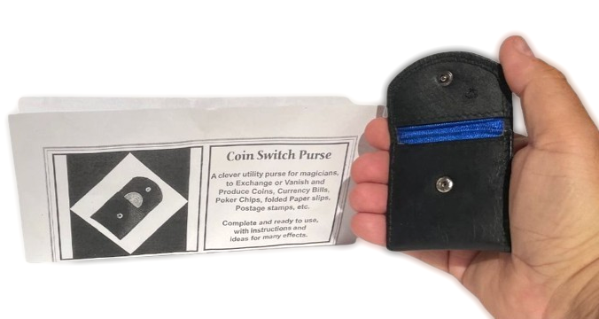 COIN SWITCH PURSE Magic Trick Black Leather Like Himber Z Wallet