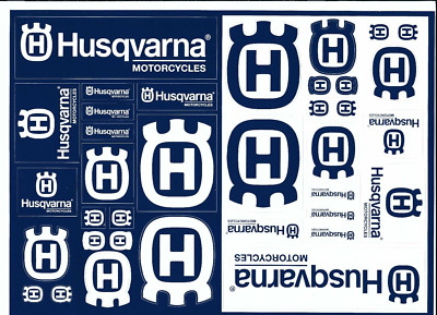 Husqvarna Motorrad Aufkleber Set Sticker Bogen blau / schwarz motorcycles