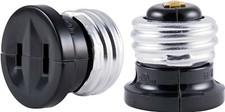 2 Pack Adaptor Converter Standard Screw Base Light Bulb Socket To 110V AC Plug