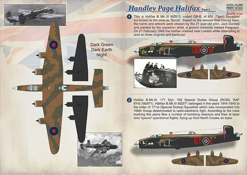 PSL72398 Print Scale Decals 1:72 Handley-Page Halifax Part 1 - 第 2/4 張圖片