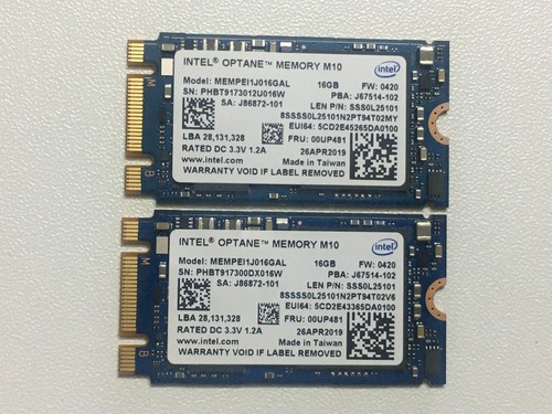 2 pcs Intel Optane Memory M10 SSD M.2 2242 MEMPEI1J016GAL 16GB PCIe3.0 3D Xpoint - Picture 1 of 5