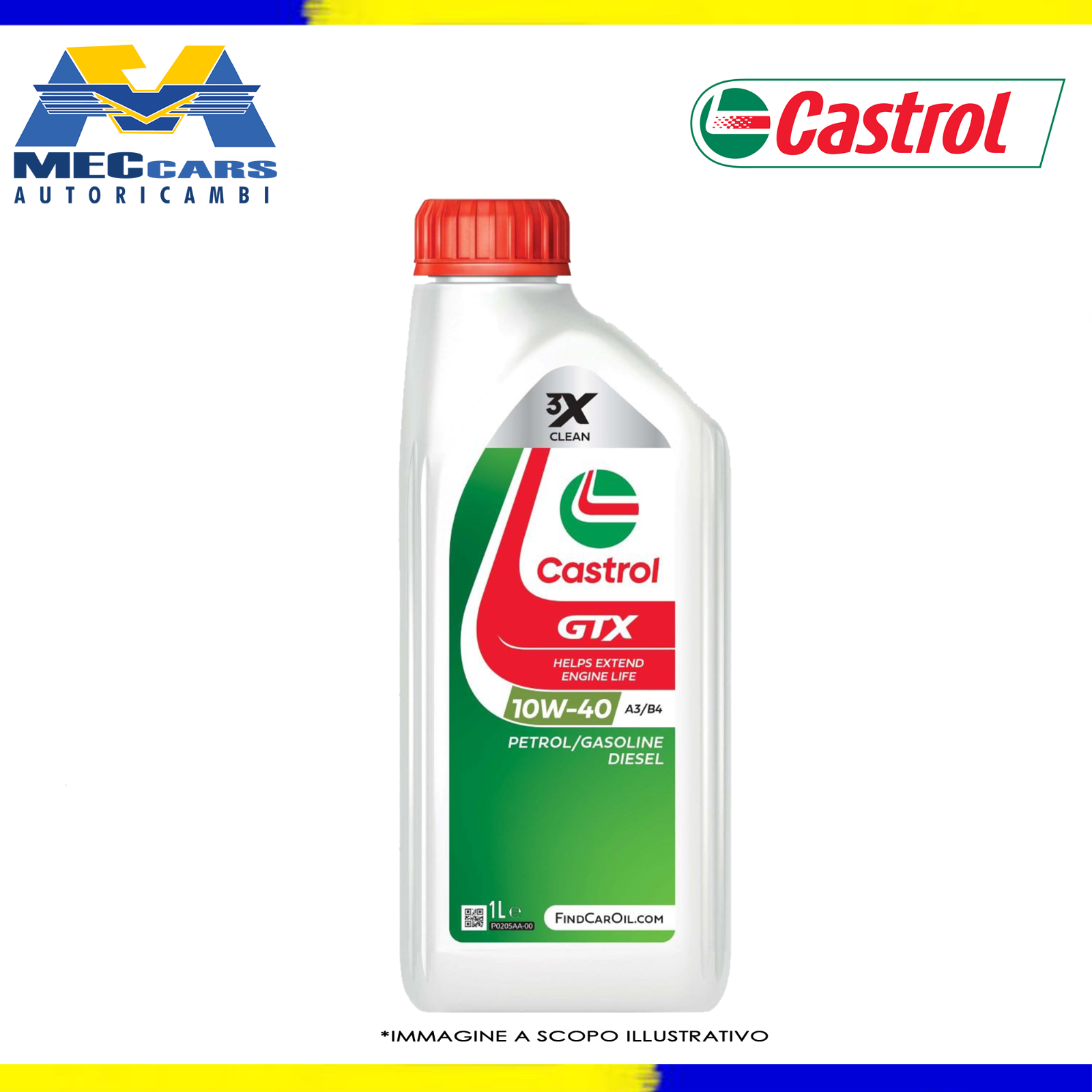 1 LITRO CASTROL GTX 10W40 OLIO MOTORE SINTETICO BENZINA DIESEL A3 B4 FIAT RN VW
