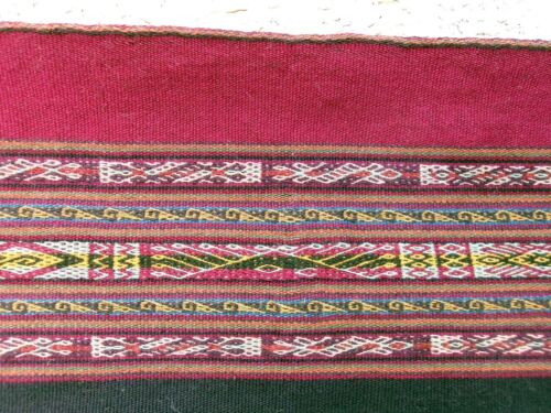 Hand Woven Wool Table Runner 18x87 PERU Inca Natural Plant Dyed Traditional