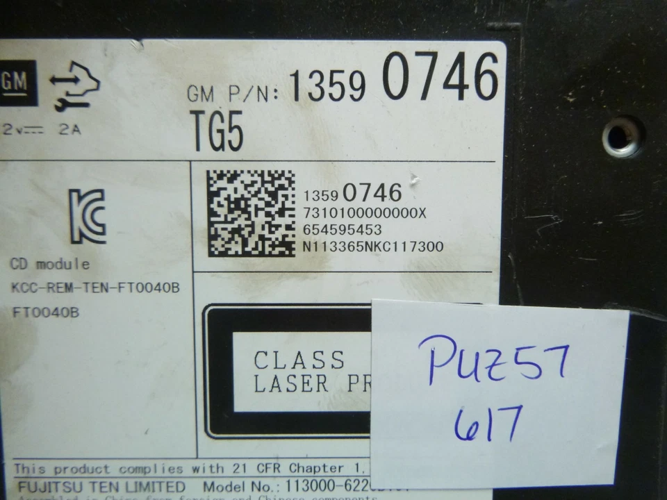 14 15 Buick Regal Chevrolet Impala GMC Yukon TG5 Reproductor de CD 13590746 PUZ57 Foto 2 de 4