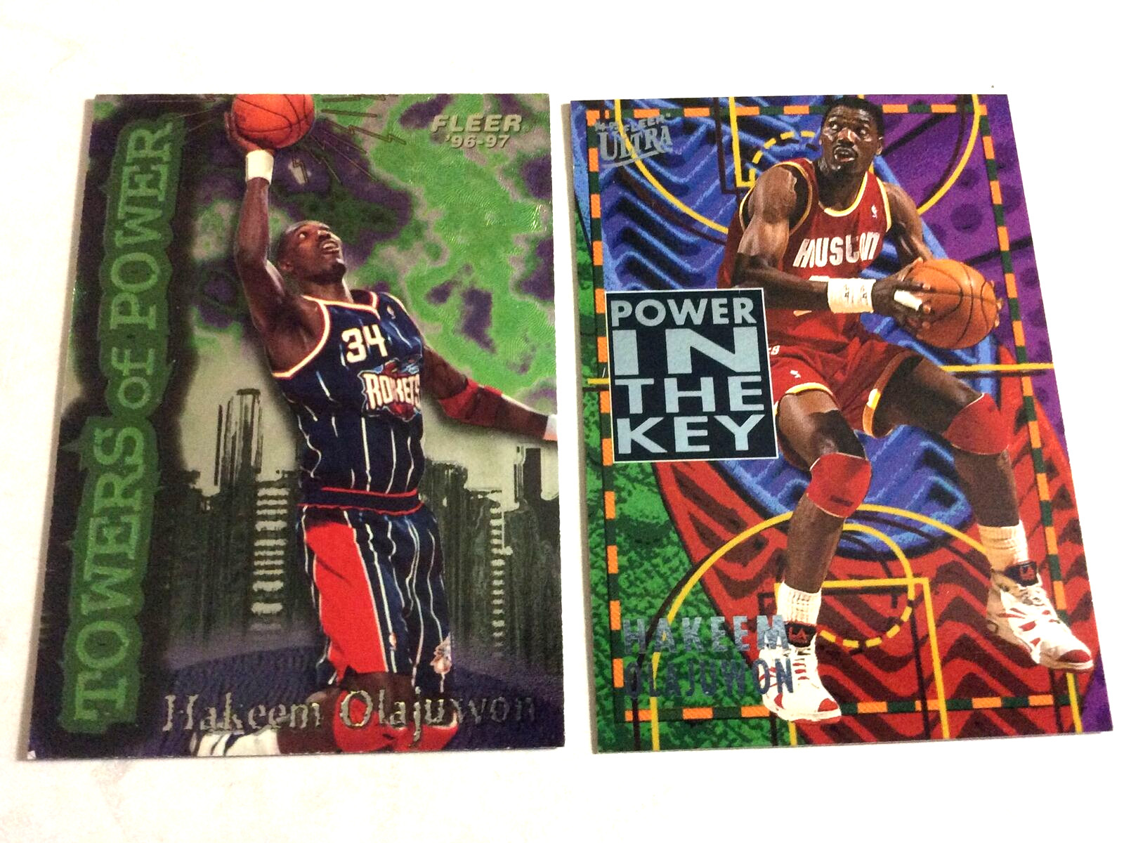 Hakeem Olajuwon Inserts, 1996 Fleer Tower of Power & '94 Ultra Power in the Key
