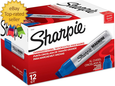 Magnum Permanent Marker, Oversized Chisel Tip, Great for Poster Boards, Blue, 12