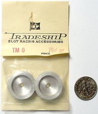 1pr 1960s TRADESHIP Japan 1/24 1/32 Slot Car ALUMINUM TM 0 WHEELS 1/8" Press On