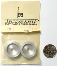 1pr 1960s TRADESHIP Japan 1/24 1/32 Slot Car ALUMINUM TM 0 WHEELS 1/8" Press On