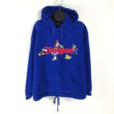 Vintage Disneyland Pullover Fleece Hoodie Adult Large Blue Embroidered Disney