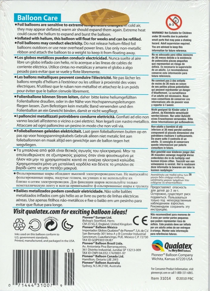 Globo de aluminio Mylar Birthday Jungle Friends de Qualatex 18" Foto 2 de 2