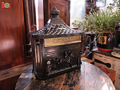 SCHWARZER BRIEFKASTEN, BRIEFE, POST. Metall, Wandmontage, Vintage Stil. Schöne Qualität