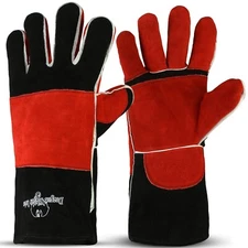Red Leather Welding Gloves Heat/Fire Resistant up to 932°F (500°C) – High Temp,