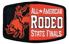All American Rodeo Rodeo Red Black Cowboy Iron On Patch Retro Vintage Style