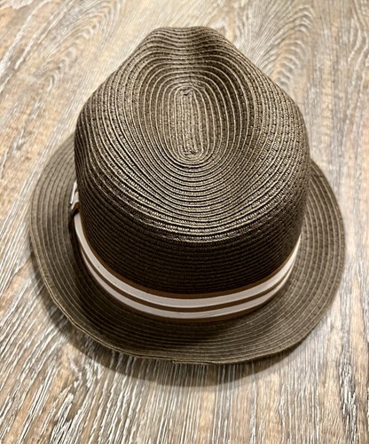 Vintage Men’s 100% Paper Straw Brown Fedora Ribbon One Size - Picture 3 of 6