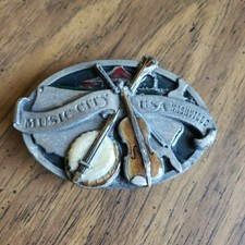 Siskiyou Buckle Co. Country Music Belt Buckle 1980s Nashville Tennessee Banjo