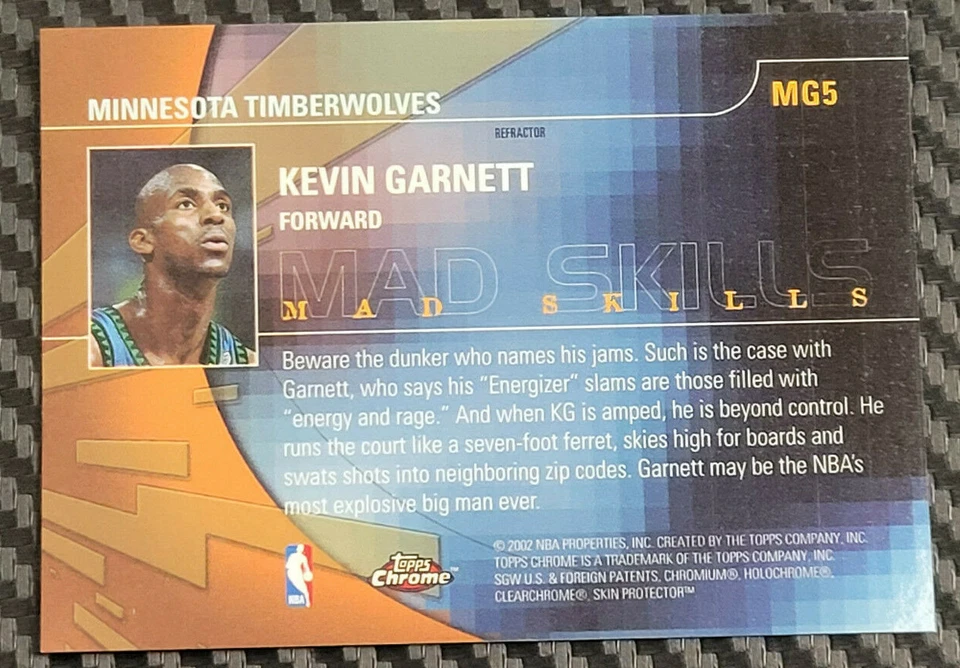 2001-02 Topps cromo Kevin Garnett Mad juego refractor Foto 2 de 2