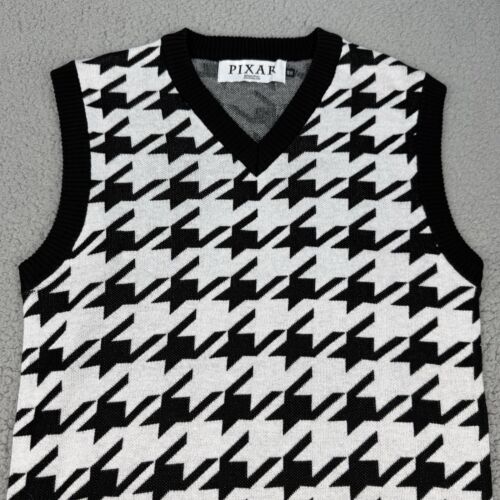 Pixar Disney Inside Out Fear Houndstooth Sweater Vest Adult XS Black White - Picture 3 of 10